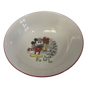 Disney Mickey Mouse Fa La La Christmas Bowl Vintage Holiday Dishware